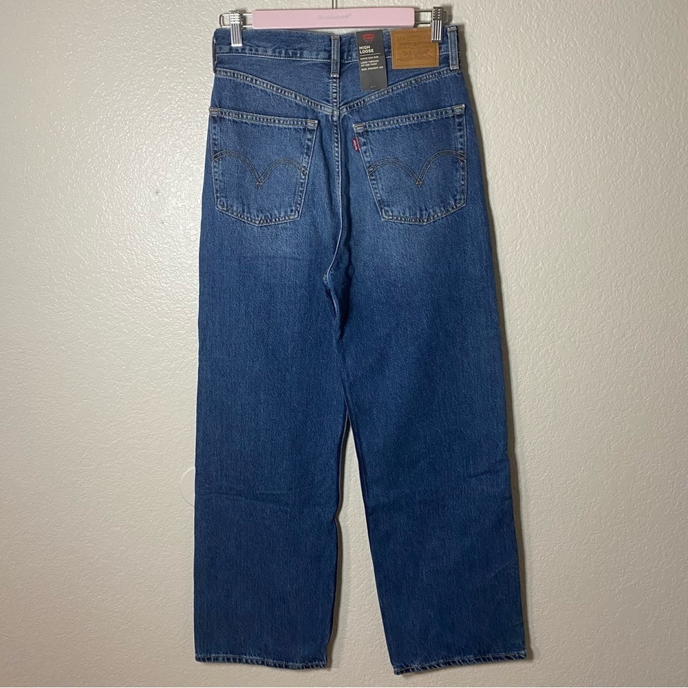 Levi’s High Loose Medium Dark Wash Jeans Wide Straight - Picture 4 of 9